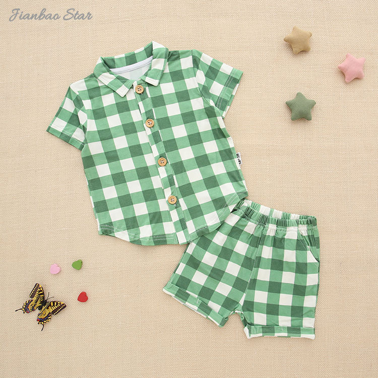 New Printing Custom Spring Autumn Baby Pajamas Sets Bamboo Spandex New Born Baby Boys Two Piece Set Baby Clothes Set