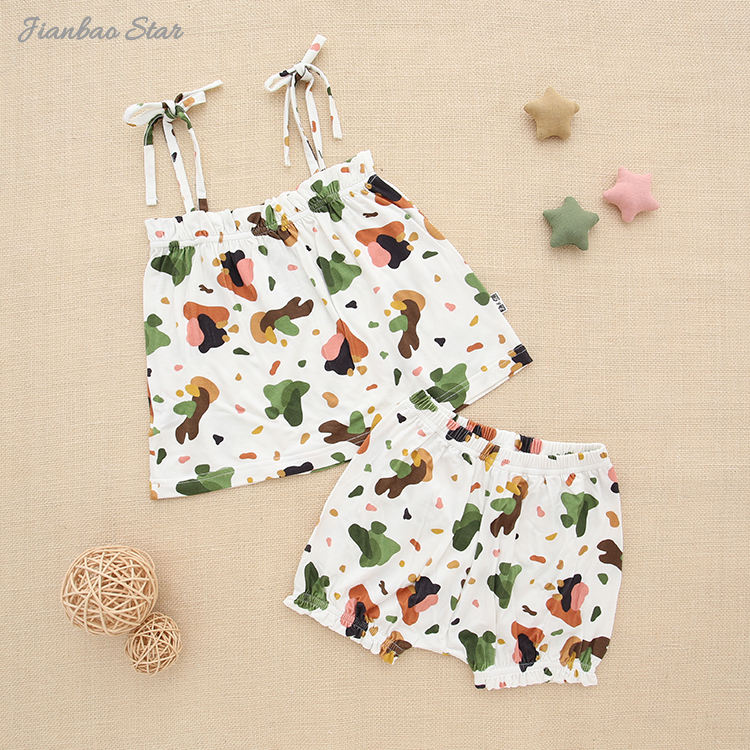 New Release Baby & Kids Girl's Suspendex Skirt Bamboo Or Cotton Knitted Kids Summer Clothing Skirt Set