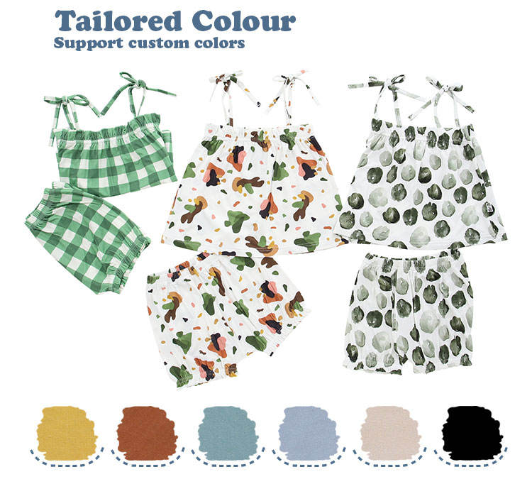 New Release Baby & Kids Girl's Suspendex Skirt Bamboo Or Cotton Knitted Kids Summer Clothing Skirt Set