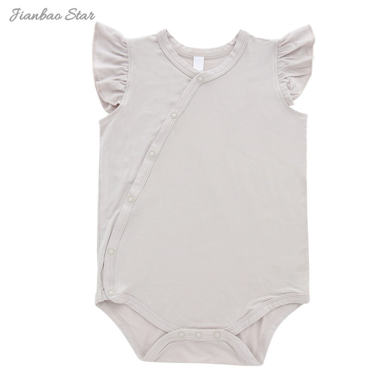 Hot Sale High Quality 100% Cotton Knitted Breathable Ruffle Wholesale Buttons Sleeveless New Born Unisex Baby Rompers