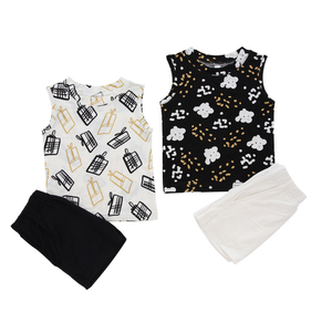 Classic Design Baby Pajamas Set Sleeveless Sleeping Wear Bamboo Spandex Cotton Unisex Summer Two Piece Clothing