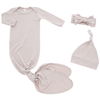 Newborn Baby Pajamas Sets Long Sleeve Knitted 100% Cotton 3 Pieces Baby Clothing Sleep Sack With Hat And Headband Accessories