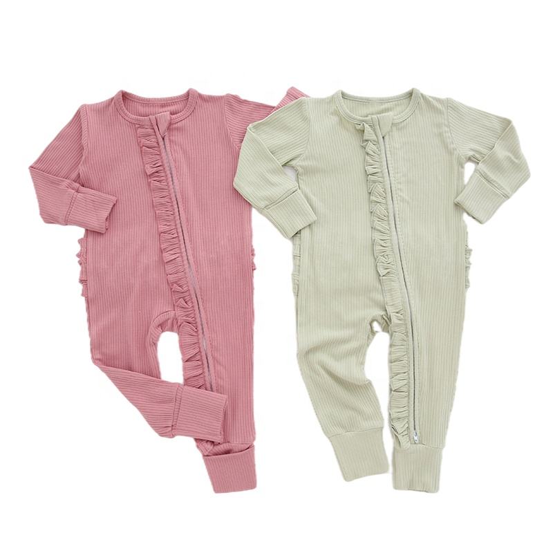 Newborn Baby Clothes Unisex Boys And Girls Solid Color Baby Winter Clothes Ribbed Bamboo Viscose Baby Rompers