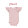Children Baby Clothes Set Short Ruffles Sleeve Baby Girl's Romper OEM Summer Causal Kids Baby Suits With Lovely Headband