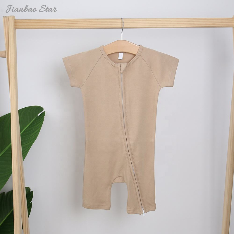 New Arrivals Custom Color Comfortable Cotton Summer Breathable Unisex Two-way Zipper Newborn Baby Rompers Clothes