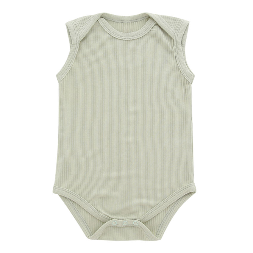Hot Sale High Quality 100% Cotton Knitted Custom Wholesale Buttons Sleeveless New Born Unisex Baby Rompers
