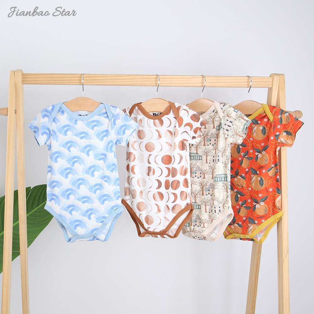 OEM Service Factory Manufacture Best Summer Bamboo Baby Clothes Onesie Custom Printed Designs Baby Rompers