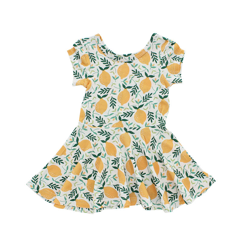 Baby Toddler Girls Summer Dress Round Collar A-Line Wholesale Kids Clothing Dress With Customized Printing Design
