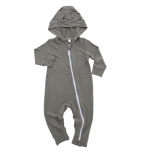 Infants Body Suit Zipper Jumpsuits Bamboo Spandex Cotton Long Sleeve Lovely Baby Rompers in Solid Colors