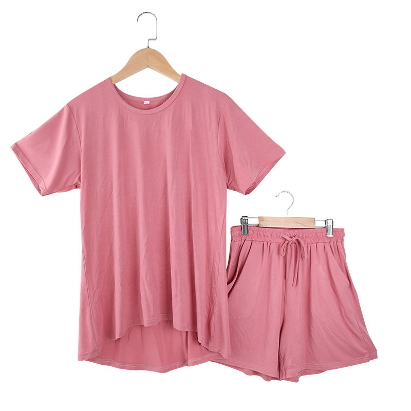 95% Bamboo 5% Spandex Fabric Extra Soft Girls Or Women Summer Clothes Short Sleeve Tops And Short Pants Mommy Pajamas Sets