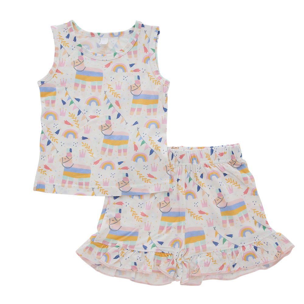 Hot Sale Wholesale Custom 100% Cotton Bamboo Fabric Breathable Clothing Set Summer Unisex Sleeveless Baby Suit