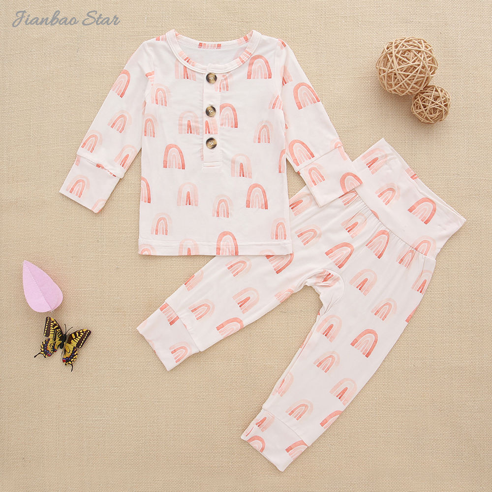 Hot Selling Long Sleeve Baby Clothing Sets Bamboo Cotton ECO Friendly Fabric 2 Pcs Casual Pajamas Set in Factory Price Baby Girl Clothing Sets