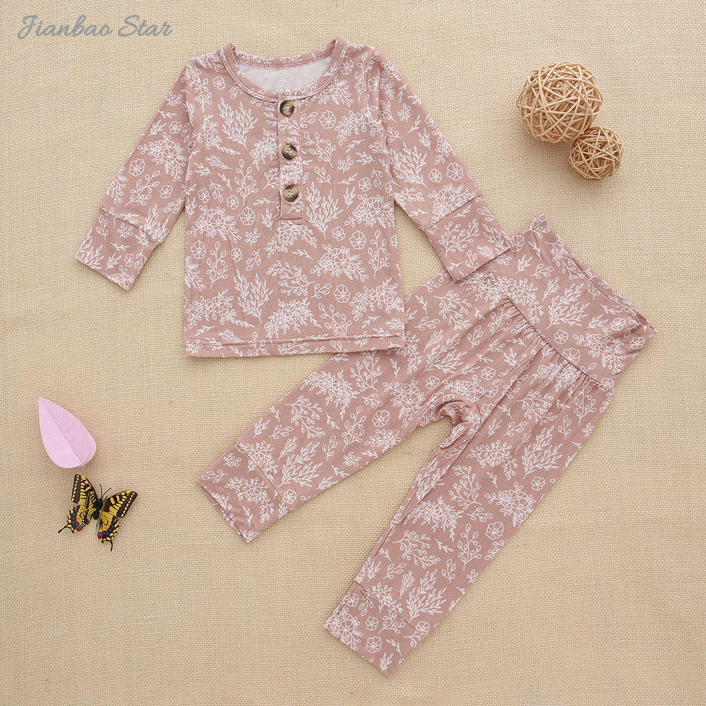 New Wholesale Baby Pajamas Set Long Sleeve Sleeping Wear Bamboo Viscose Spandex Cotton Unisex Autumn Winter Two Piece Clothing