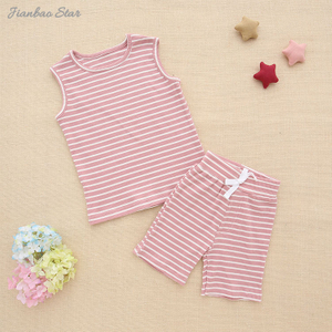Hot Sale Bamboo & Spandex Knitted Summer Sleeveless Baby Clothing Set From Factory Wholesale 2 PCS Unisex Outfits