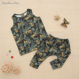 New Arrival Fashionable Pattern Hot Sale High Quality Comfortable Summer Style Sleeveless Unisex Baby Clothing Sets
