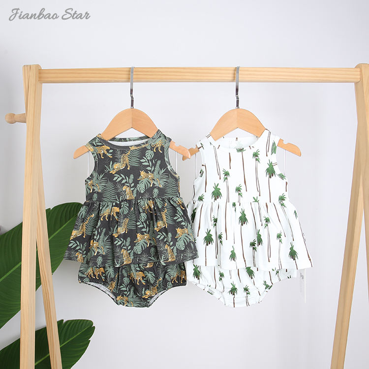 New Release Baby Peplum Sleeveless Top with Bloomers 100% Cotton Fabric Breathable Baby Clothing Set with OEM Service