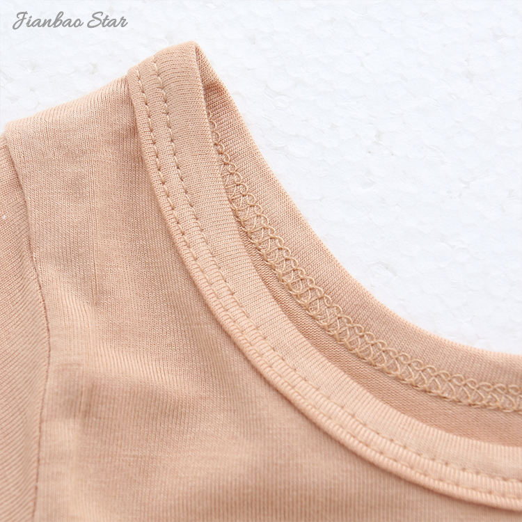 Bamboo Fabric Plain Color Sleeveless Short Sleeves & Long Sleeves A Series of Baby Toddler Girls Dress Kids Ruffle Style Dress