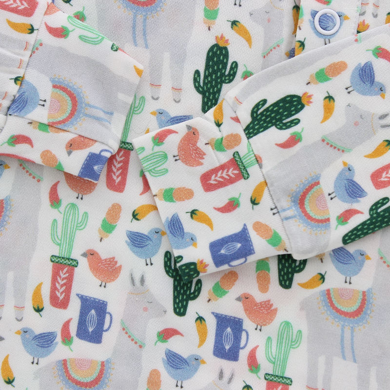 Wholesale Newborn Baby Pajamas Set Long Sleeve Knitted Bamboo Cotton Boys Girls Baby Romper Set Customize Print 2 Pieces PJs