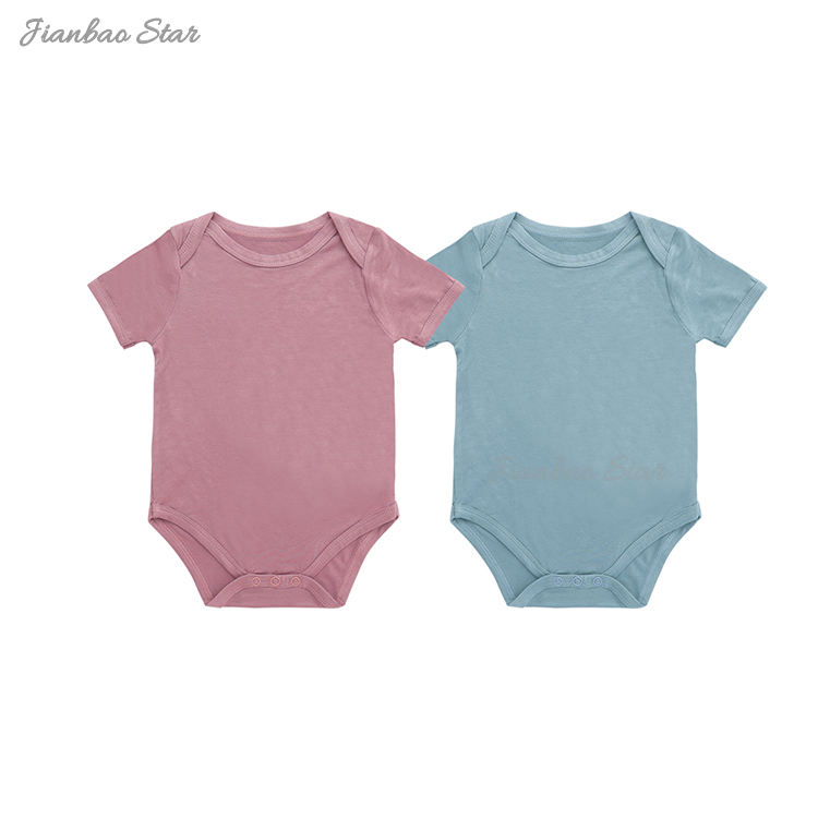 Baby Clothes Wholesale Summer Jumpsuit Bamboo Spandex Cotton Solid Color Newborn Short Sleeve Baby Romper