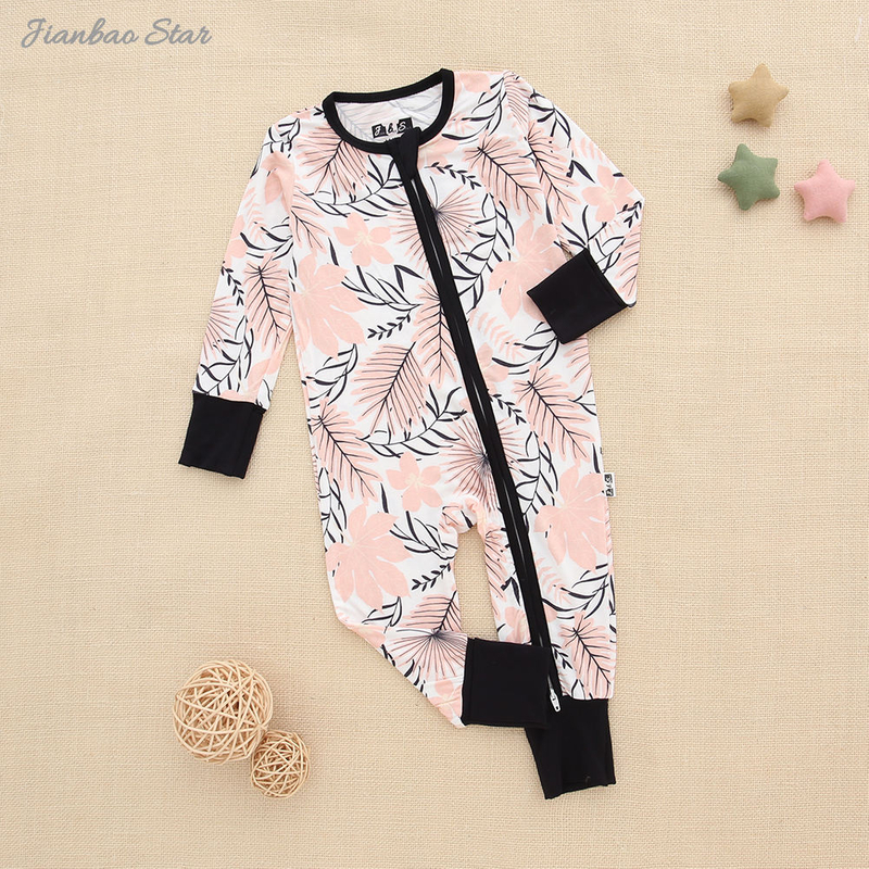 Baby Romper With Protected And Footied Design Two Way Zipper Style Full Sleeve Infant Bodysuit Jumpsuit