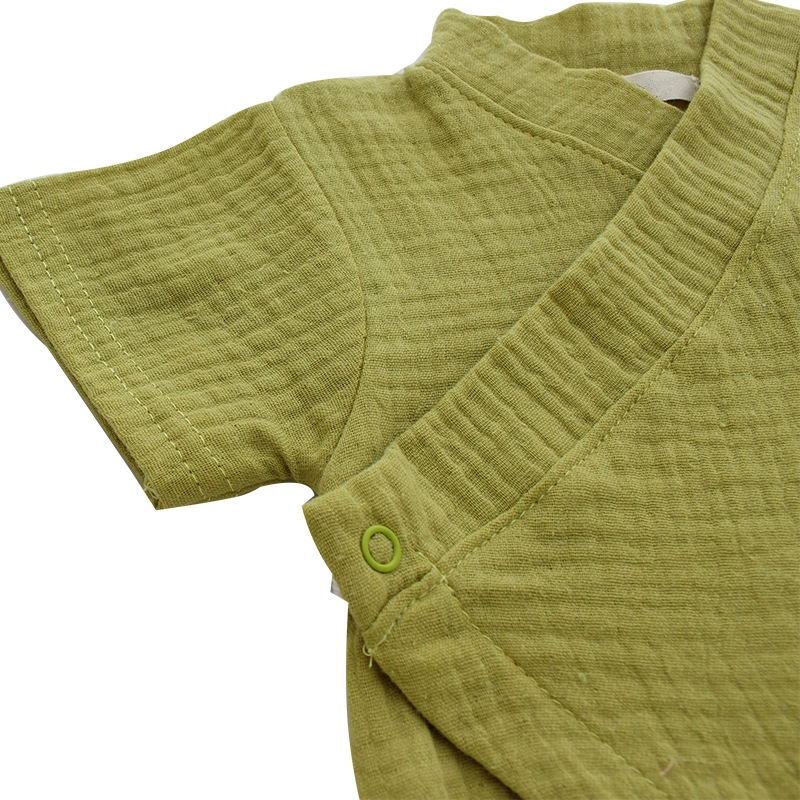 New Design 100% Cotton Knitted Custom Comfortable Casual Newborn Baby Buttons Short Sleeved Baby Clothes Romper