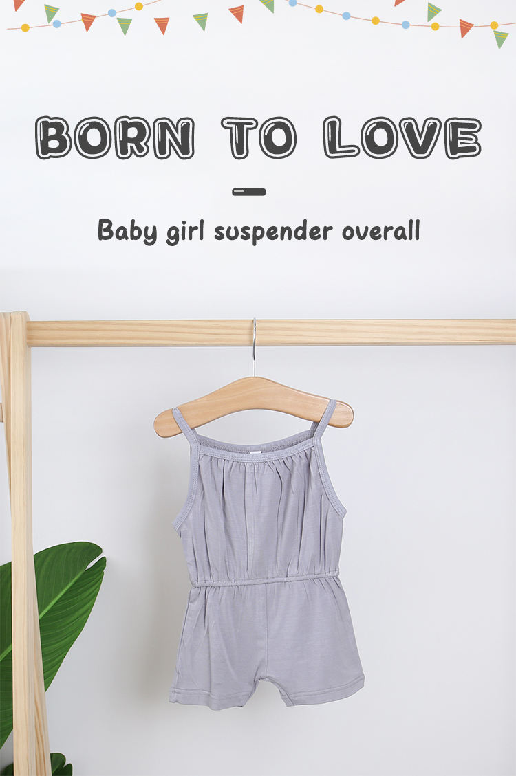 Baby Girls Suspender Overalls Bamboo & Spandex Knitted Summer Clothing Baby & Kids Solid Color Onesie
