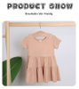 Wholesale Kids Dress Casual Party Clothing Lovely Baby Dress Autumn Short Sleeve Solid Color Fashion Baby Girl Skirt