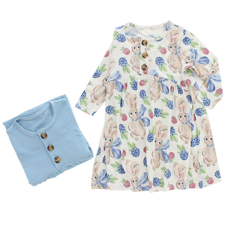 Cute Design Baby Girls Dress Casual Party Clothing Autumn Long Sleeve Fashion Baby Girl Skirt in Solid And Color Pattern