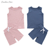 Hot Sale Bamboo & Spandex Knitted Summer Sleeveless Baby Clothing Set From Factory Wholesale 2 PCS Unisex Outfits