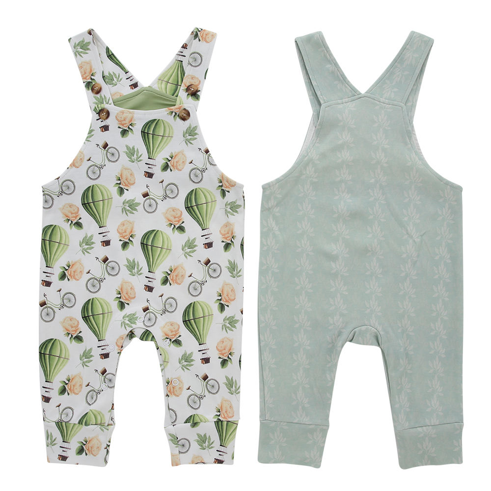 Bamboo Cotton Organic Cotton OEM Print Baby Toddler Boy And Girl Suspender Baby Romper Baby Suit