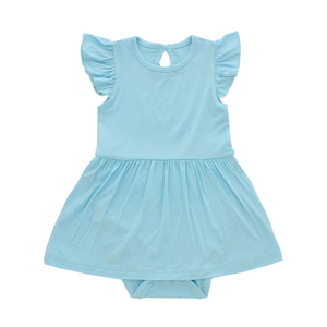 Factory Direct Custom Baby Girls Ruffle Dress Solid Color Soft Texture Summer Stylish Lovely Boutique Wholesale Baby Romper Set