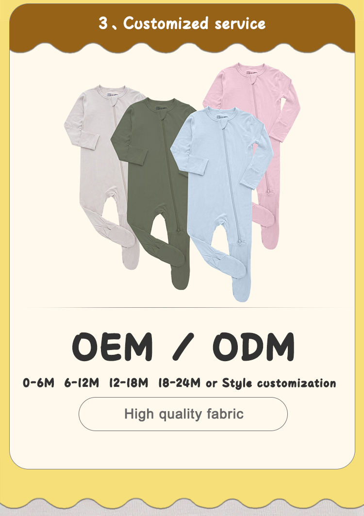 Wholesale Footie Design Baby Boys' Girls' Long Sleeve Bodysuit Spandex Bamboo Clothing Anti Grips Footie Zipper Romper Pajamas