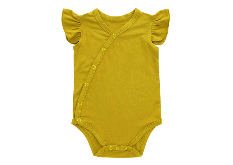 Hot Sale Design Sleeveless Snap Cardigan Baby Jumpsuit Summer Ruffles Sleeves Causal Solid Color Printing Color Baby Romper