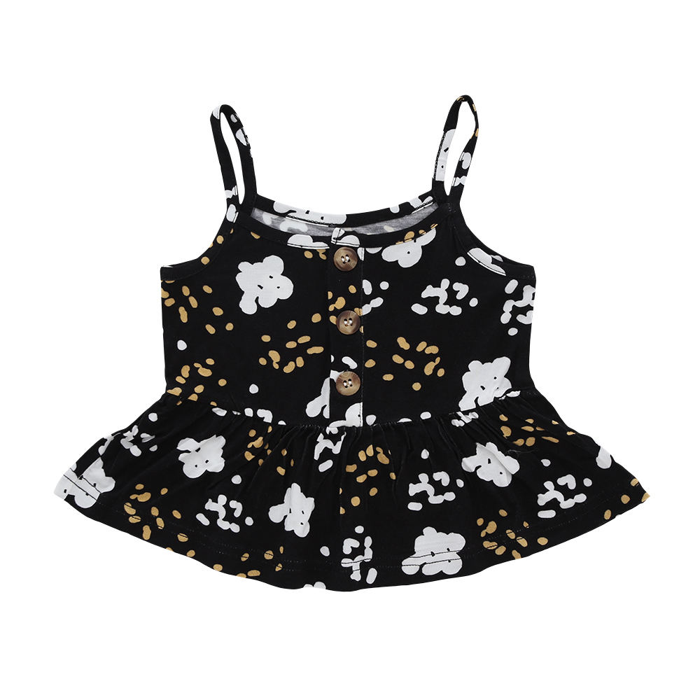 High Quality 100% Cotton Wholesale New Style Summer Hot Sale Pattern Sleeveless Lovely Suspender Baby Girls Dress