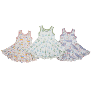 Digital Printing Baby Girls Dress Wholesale New Style Summer Hot Sale Pattern Sleeveless Lovely Suspender Baby Girls Clothing
