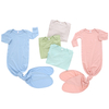 Newborn Baby Pajamas Sets Long Sleeve Knitted 100% Cotton 3 Pieces Baby Clothing Sleep Sack With Hat And Headband Accessories