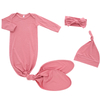 Newborn Baby Pajamas Sets Long Sleeve Knitted 100% Cotton 3 Pieces Baby Clothing Sleep Sack With Hat And Headband Accessories