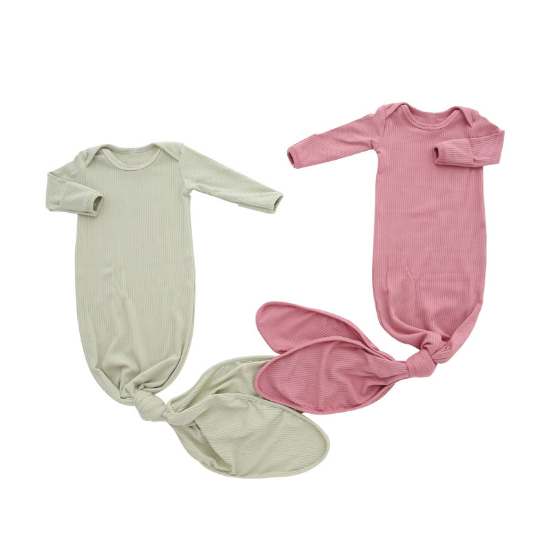 Hot-Selling High Quality Bamboo Knitted Fabric Baby Fishtail Jumpsuit Full Sleeve Ribbed Style Baby Romper Sets With Hat