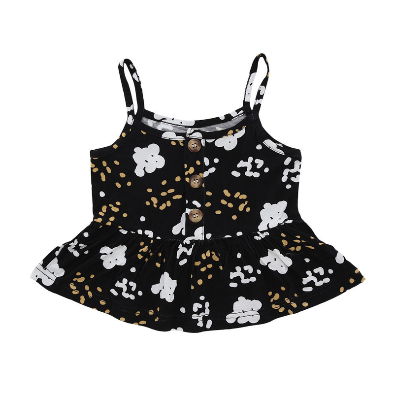 New Style Bamboo Knitted Summer Suspender Baby Girls Dress Sleeveless With OEM Digital Printing Design