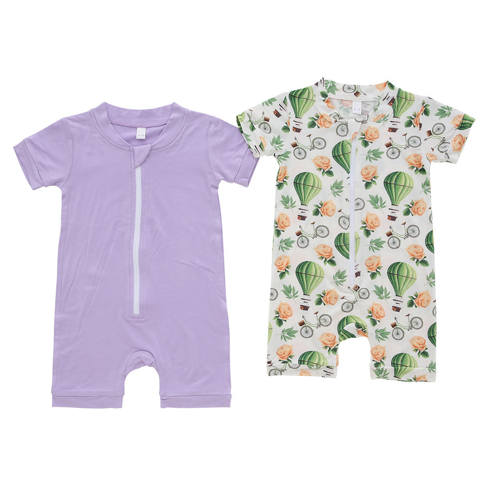 New Born Baby Romper With Single Front Zipper Design Summer Baby Jumpsuits Short Sleeve Boys And Girls Kids Clothes