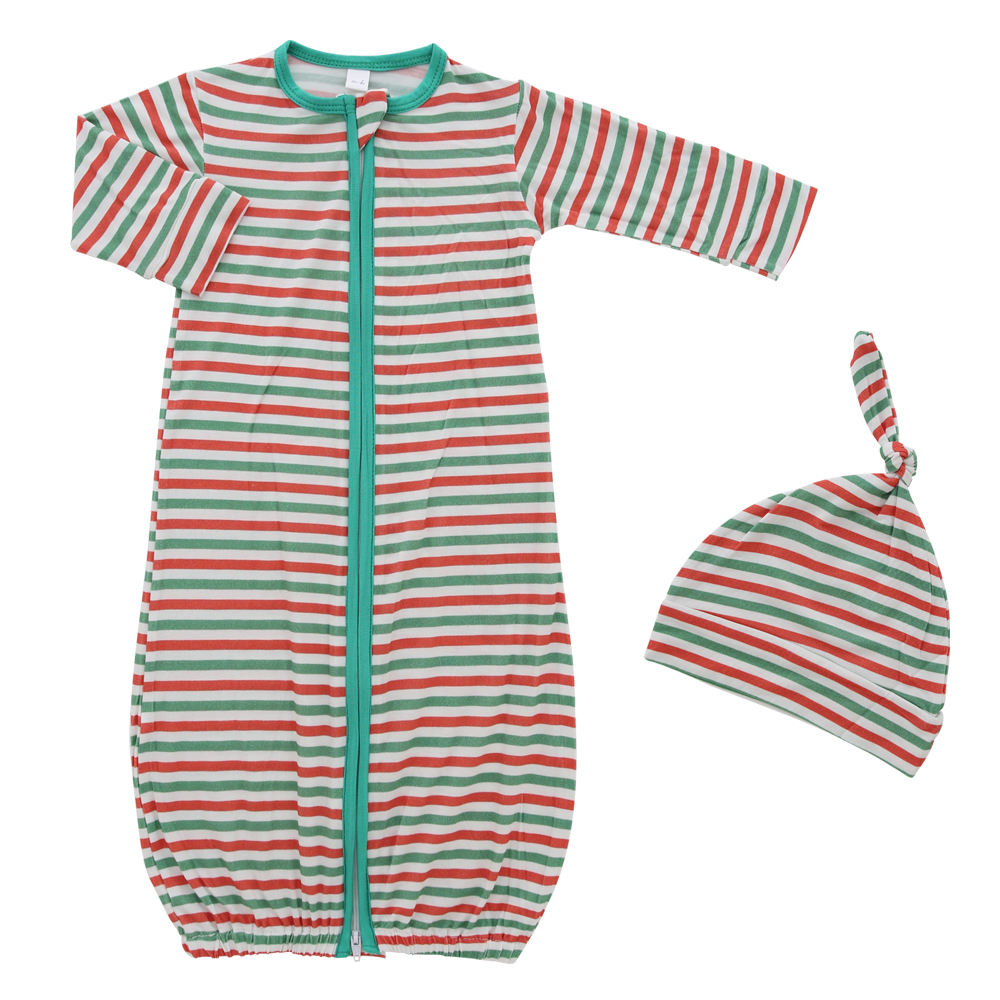 Wholesale Long Sleeve Sleeping Bag Front Zipper Design Soft And Cute Hat Baby Nightgown Sets for Newborn Infant Toddler