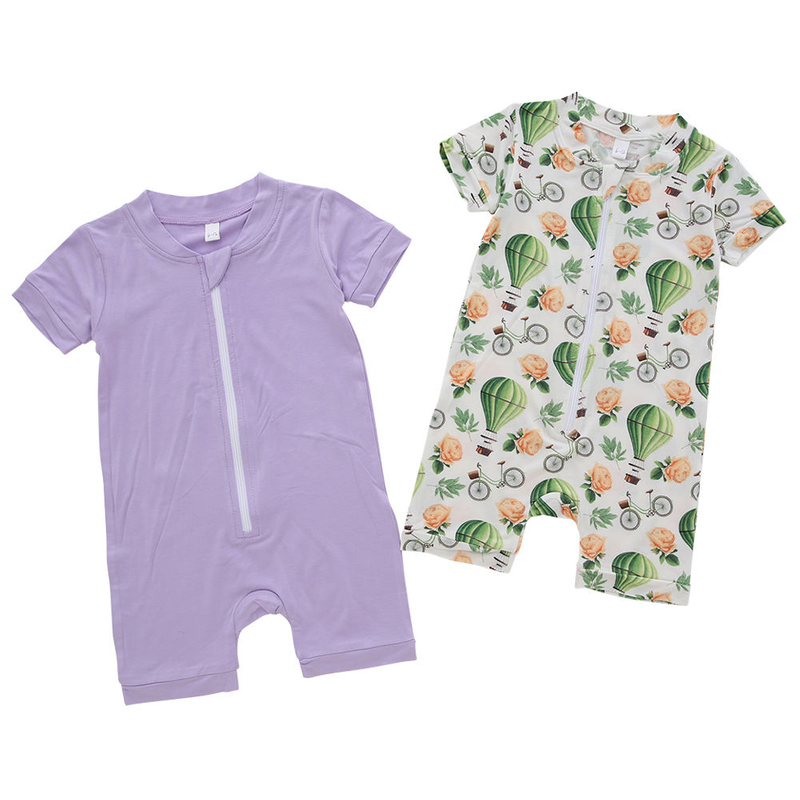 New Born Baby Romper With Single Front Zipper Design Summer Baby Jumpsuits Short Sleeve Boys And Girls Kids Clothes