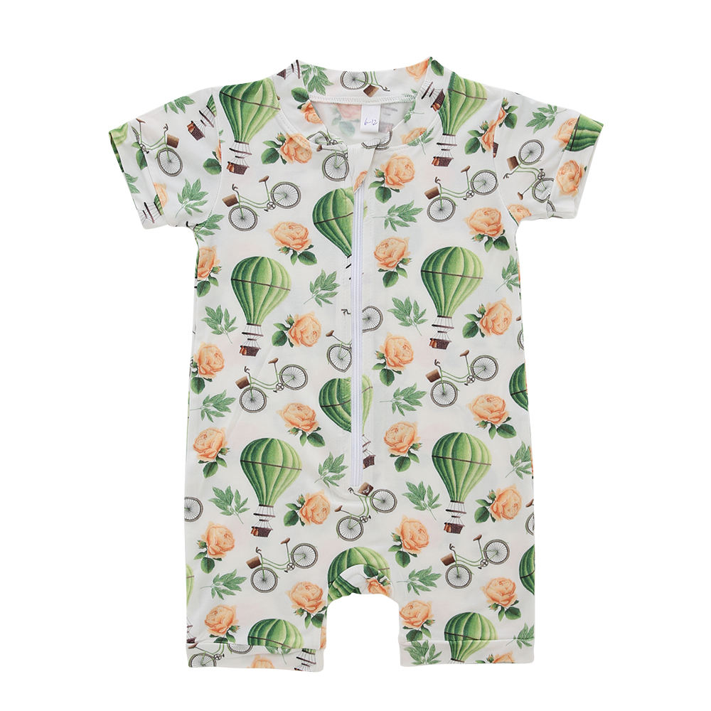 New Born Baby Romper With Single Front Zipper Design Summer Baby Jumpsuits Short Sleeve Boys And Girls Kids Clothes