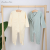 New Design 100% Cotton Custom Solid Color Long Sleeved Pocked Pajamas Buttons New Born Baby Romper Baby Clothing