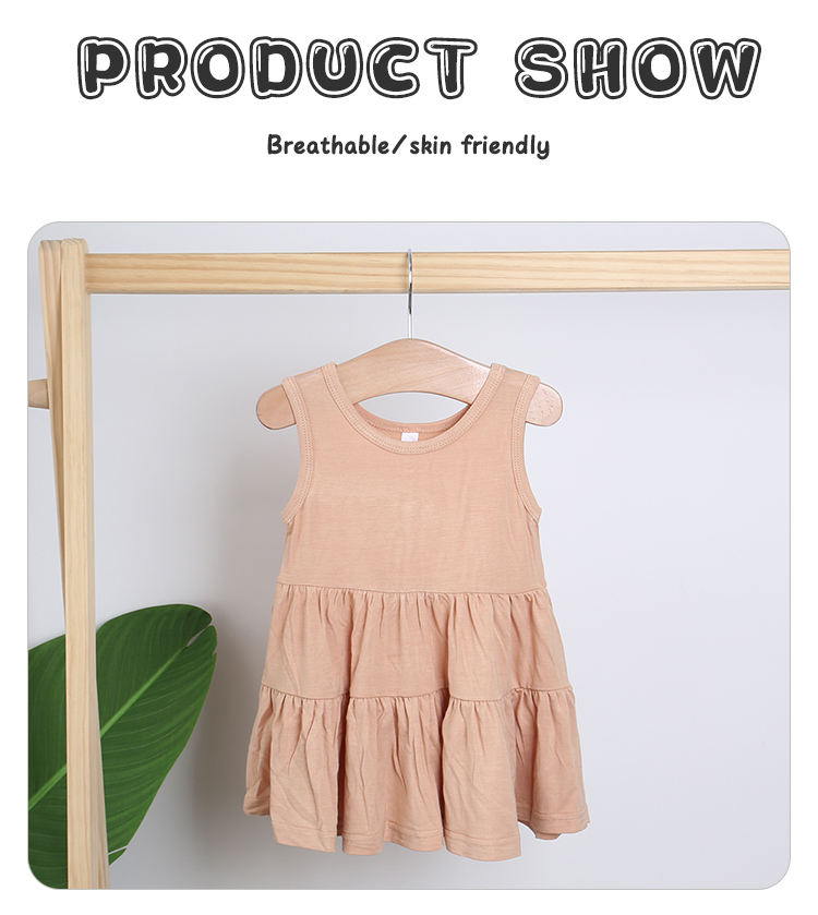 Summer Style Sleeveless Baby Dress Wholesale High Quality Bamboo Cotton Suspender Baby Girls Skirt Soft Infants Clothing