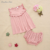 New Launch Baby Outfits Sleeveless Tops And Shorts Baby & Kids Girls Summer Bamboo Knitted Clothing Set