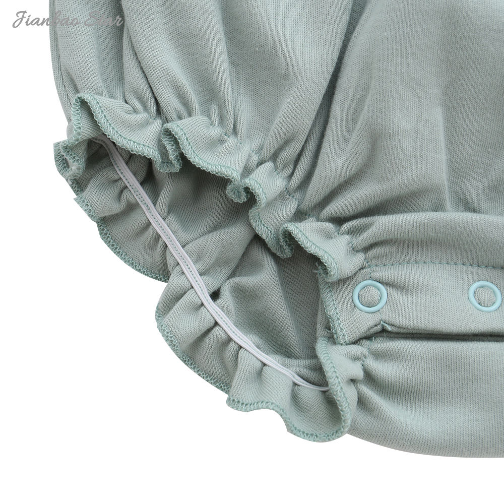 Factory New Arrivals Ruffle 100% Cotton Comfortable Custom Color Buttons Short Sleeves Summer Style Unisex Baby Romper