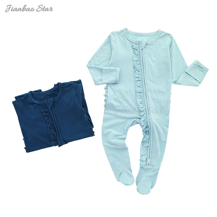 Wholesale Price Hot Sale Soft Comfortable Long Sleeve Zipper Romper Custom Color Pattern Newborn Baby Footie Clothes