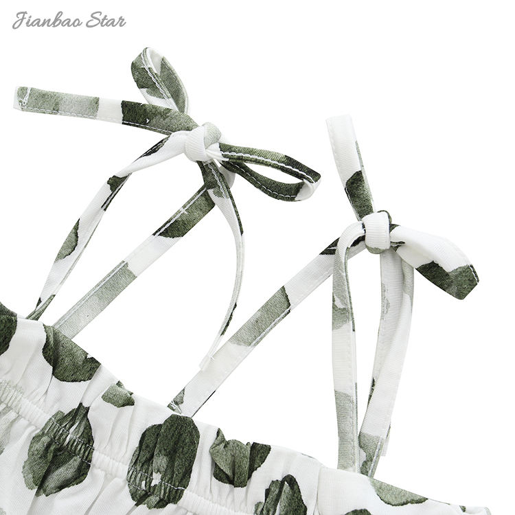 High Quality Top Sale 100% Cotton Knitted New Design Beautiful Pattern Summer Sleeveless Suit Set Gallus Baby Girls Clothes