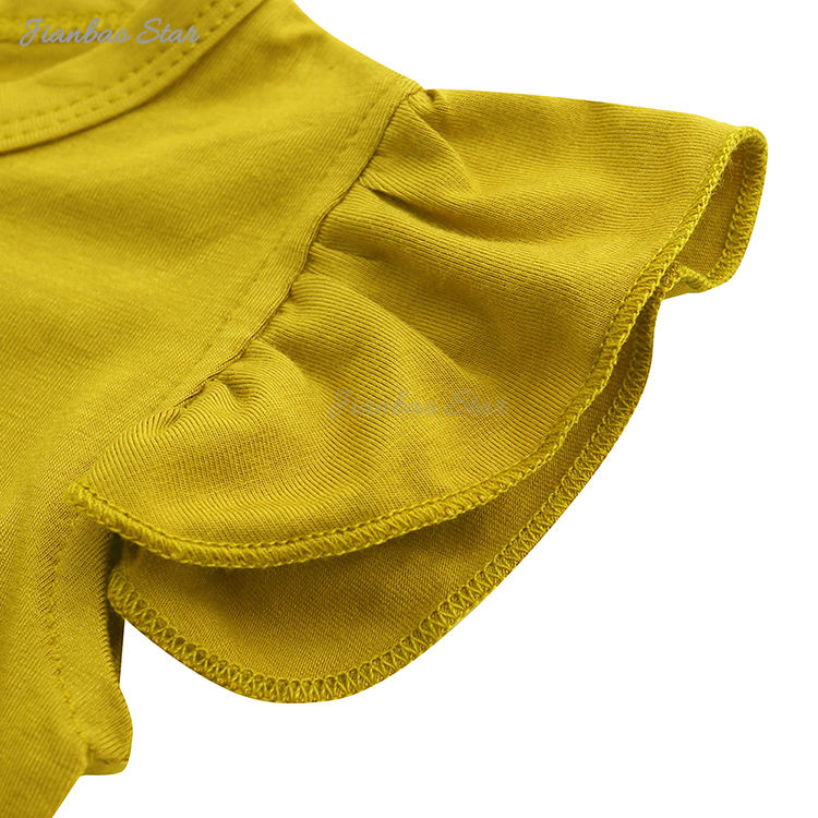Hot Sale Design Sleeveless Snap Cardigan Baby Jumpsuit Summer Ruffles Sleeves Causal Solid Color Printing Color Baby Romper